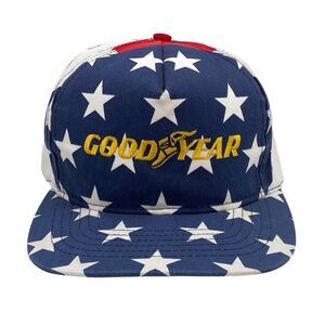 Vintage Swingster Goodyear Snapback Hat US Flag Stars Stripes Patriotic USA